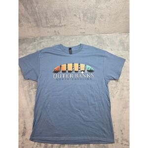 Gildan Outer Banks North Carolina Lighthouse T-Shirt Mens XL Blue Heavy Cotton